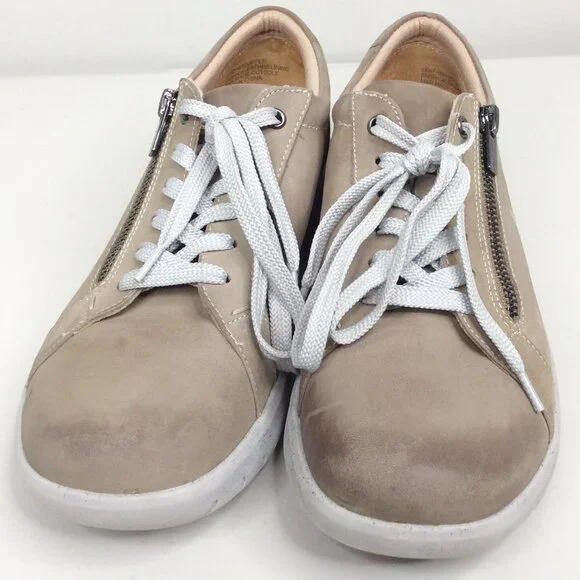 Ziera Solar Taupe Leather Comfort Sneaker Shoes Size 40 / 9.5 Zip Super Comfort - Picture 3 of 9